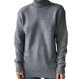 Rogue NWT Womens Gray Ribbed Wool Blend Turtleneck Soft Sweater XL